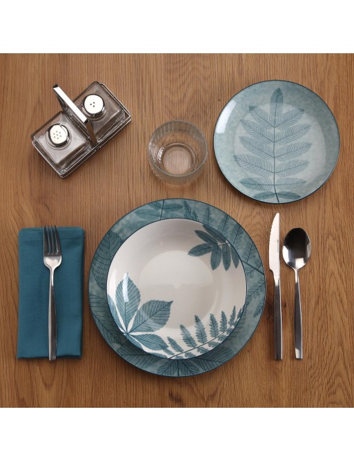 TABLEWARE SET WITH 18 PIECES MODEL HERBARA BLUE