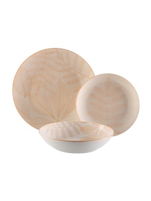 VAJILLA CON 18 PIEZAS MODELO HERBARA BEIGE