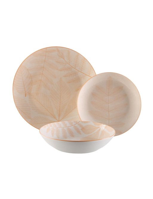 TABLEWARE WITH 18 PIECES MODEL HERBARA BEIGE