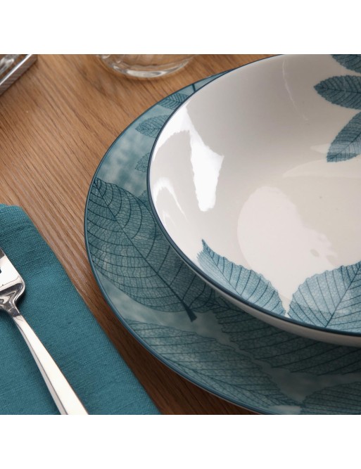 TABLEWARE SET WITH 18 PIECES MODEL HERBARA BLUE