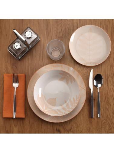 ART DE LA TABLE AVEC 18 PIÈCES MODÈLE HERBARA BEIGE