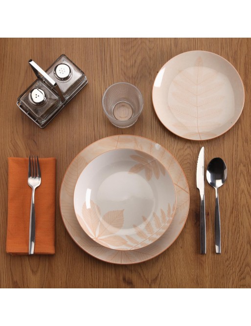 GESCHIRR MIT 18 TEILEN MODELL HERBARA BEIGE