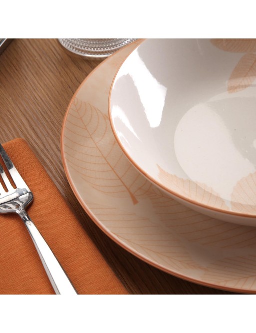 TABLEWARE WITH 18 PIECES MODEL HERBARA BEIGE