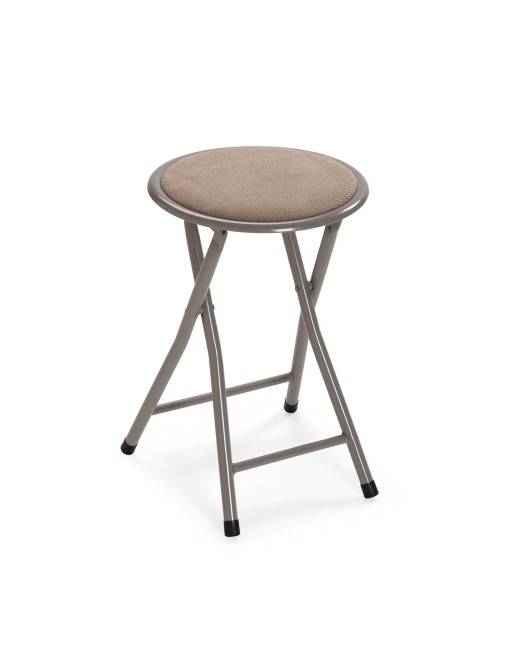TABOURET PLIANT EN VELOURS CÔTELÉ MODÈLE VERAT BEIGE