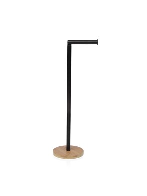BLACK METAL TOILET PAPER HOLDER WITH BAMBOO BASE MIX MODEL