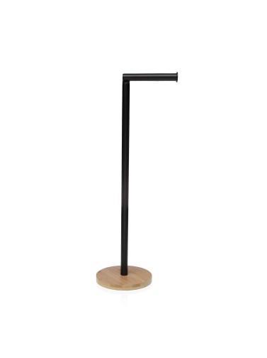 PORTE-PAPIER TOILETTE EN MÉTAL NOIR AVEC BASE EN BAMBOU MIX MODEL