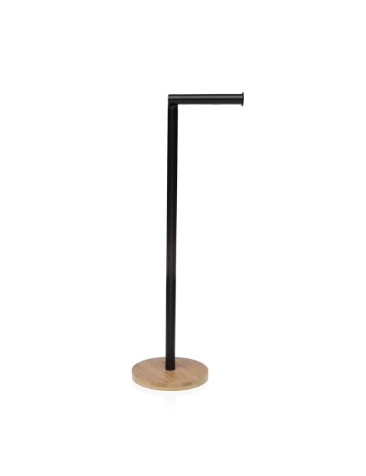 BLACK METAL TOILET PAPER HOLDER WITH BAMBOO BASE MIX MODEL