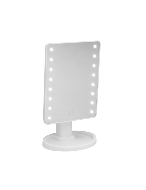 ESPEJO DE SOBREMESA COLOR BLANCO CON LUZ LED MODELO 28,5 CM