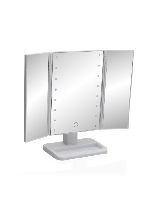 WHITE TABLE MIRROR WITH LED LIGHT MODEL 29.5 CM