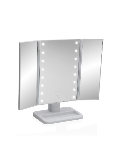 WHITE TABLE MIRROR WITH LED LIGHT MODEL 29.5 CM