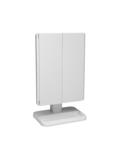 WHITE TABLE MIRROR WITH LED LIGHT MODEL 29.5 CM