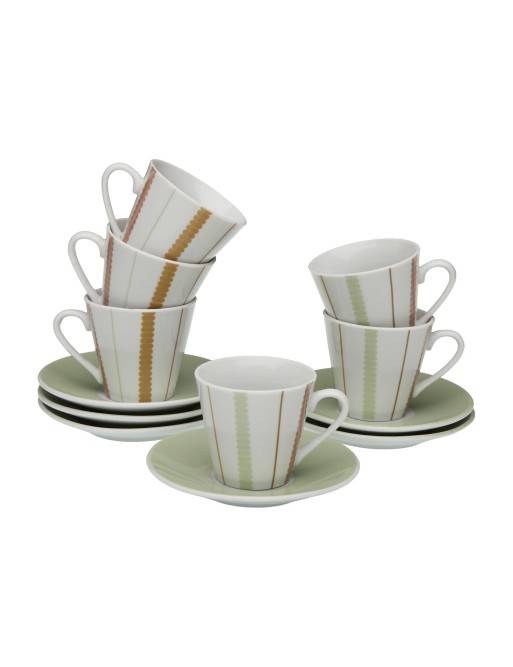 SET MIT 6 KAFFEETASSEN MIT TELLER LINEARES MODELL