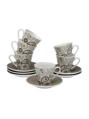 ENSEMBLE DE 6 TASSES À CAFÉ AVEC ASSIETTE NOIRA