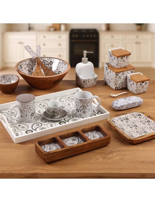 SET OF 6 COFFEE CUPS WITH NOIRA PLATE