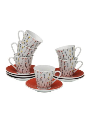 SET DE 6 TAZAS CAFE CON PLATO MODELO FLORA
