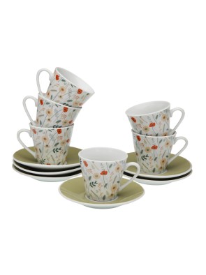 SET DE 6 TAZAS CAFE CON PLATO MODELO MIREA