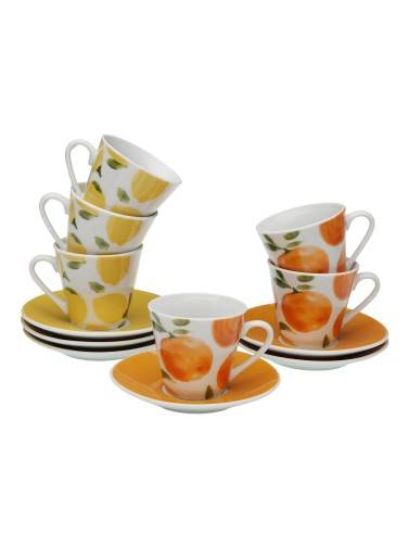 SET MIT 6 KAFFEETASSEN ZITRUSMODELL
