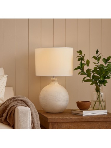 LÁMPARA DE SOBREMESA DE CERAMICA BLANCA MODELO ETON