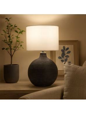 LAMPE DE TABLE EN CÉRAMIQUE NOIRE MODÈLE ETON