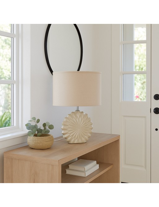 LÁMPARA DE SOBREMESA DE CERAMICA BEIGE MODELO GIRA