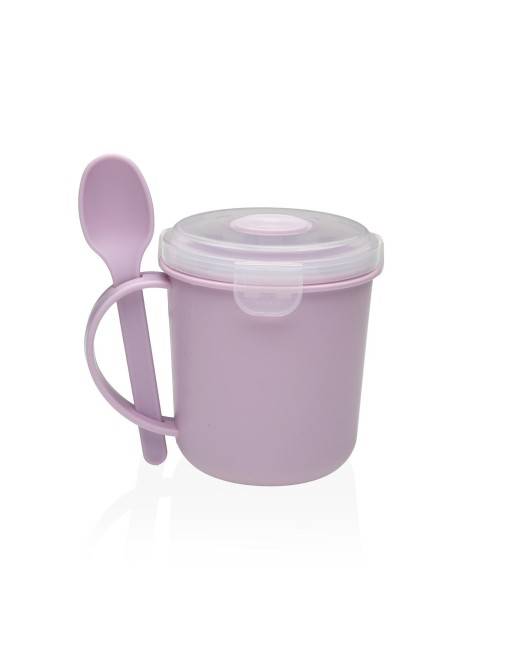 VASO PORTA ALIMENTOS CON CUCHARA VIOLETA MODELO SILI