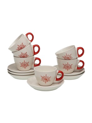 SET DE 6 TAZAS CAFE CON PLATO MODELO PINEA