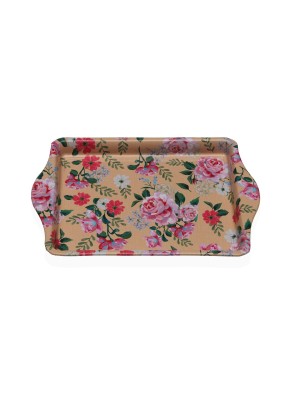 YELLOW METAL TRAY WITH HANDLES BLOOM MODEL