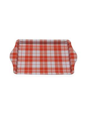 METAL TRAY WITH HANDLES VICHY ORANGE MODEL