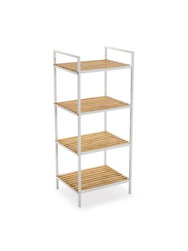 ÉTAGÈRE AVEC 4 ÉTAGÈRES EN BOIS MODÈLE BAMBOU BLANC