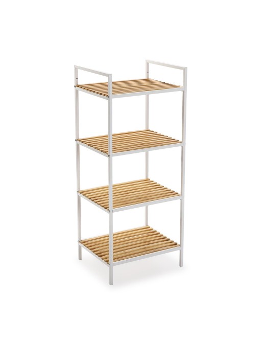 ÉTAGÈRE AVEC 4 ÉTAGÈRES EN BOIS MODÈLE BAMBOU BLANC