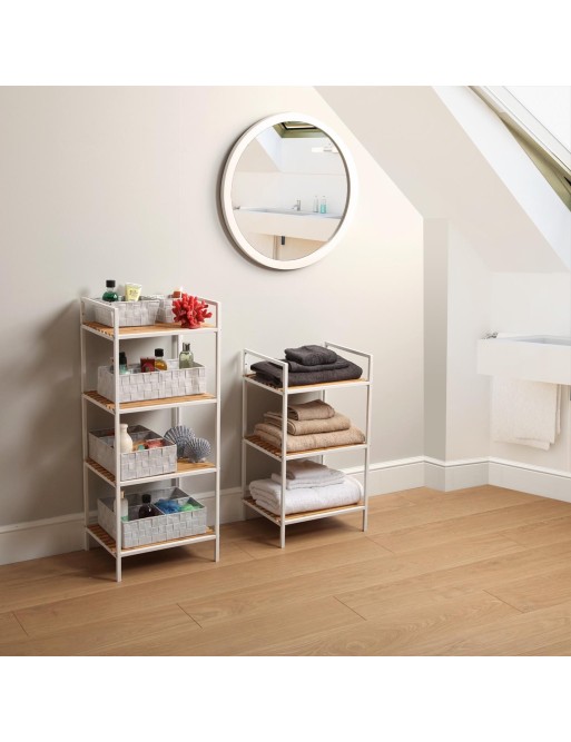 ÉTAGÈRE AVEC 4 ÉTAGÈRES EN BOIS MODÈLE BAMBOU BLANC