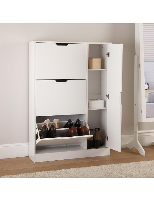 ARMOIRE À CHAUSSURES AVEC 4 TIROIRS BLANC MODÈLE MELA