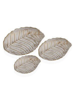 THREE CENTERS OR DECORATIVE FIGURES MODEL WHITE LEAVES