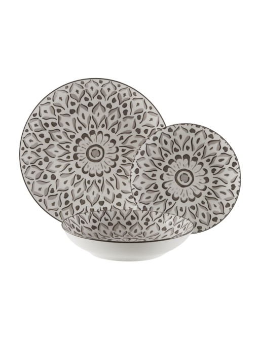 SET DE VAISSELLE AVEC 18 PIÈCES MODÈLE ARVÍA GRIS