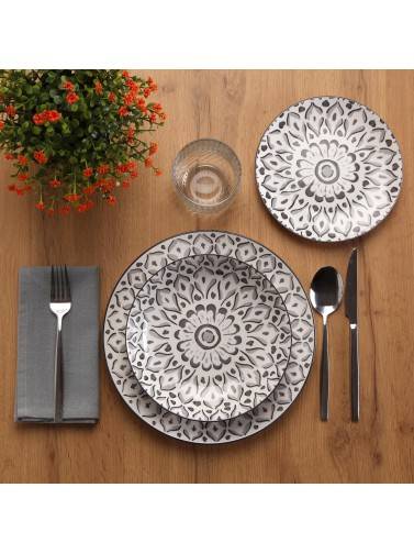 SET DE VAISSELLE AVEC 18 PIÈCES MODÈLE ARVÍA GRIS