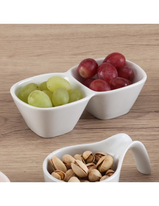 FUENTE PARA EL APERITIVO DE PORCELANA MODELO DOS SECCIONES