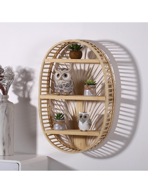 ÉTAGÈRE RONDE EN BAMBOU ARBRE MODÈLE 59x38x13 CM ÉTAGÈRE RONDE EN BAMBOU ARBRE MODÈLE 59x38x13 CM
