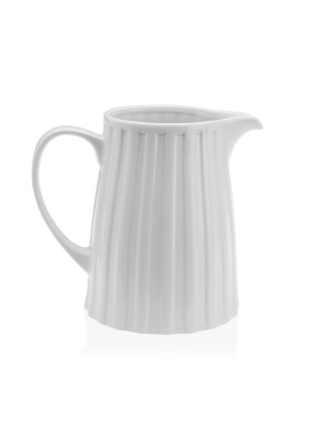 LECHERA BLANCA DE PORCELANA CAPACIDAD 590 ML MODELO LINEAS