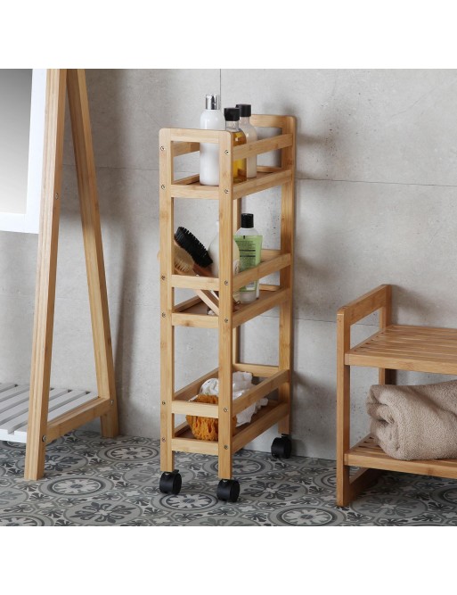 CARRITO DE BAÑO CON 3 ESTANTES Y RUEDAS MODELO MDF