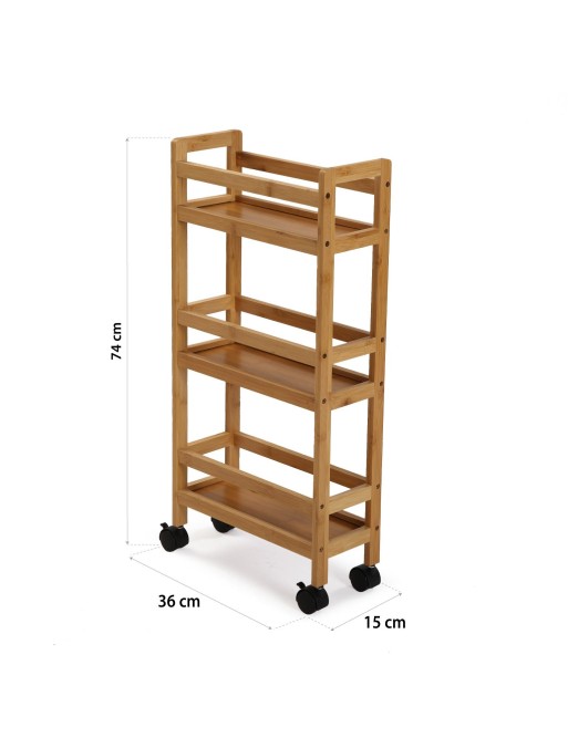 CHARIOT DE SALLE DE BAIN AVEC 3 ÉTAGÈRES ET ROUES MODÈLE MDF