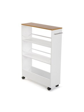 CHARIOT DE SALLE DE BAIN AVEC 3 ÉTAGÈRES ET ROUES MODÈLE MDF BLANC