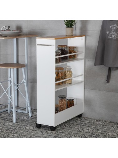 BADEZIMMERWAGEN MIT 3 ABLAGEN UND RÄDERN MODELL MDF WEISS