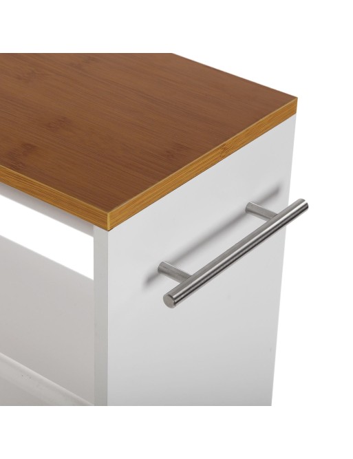 CHARIOT DE SALLE DE BAIN AVEC 3 ÉTAGÈRES ET ROUES MODÈLE MDF BLANC