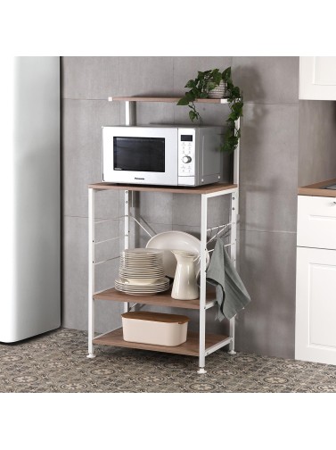 REGAL AUS WEISSEM METALL MIT HOLZBÖDEN UND KLEIDERBÜGELN DES MIKROMODELLS