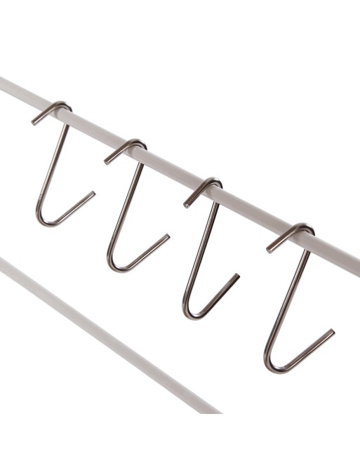 WHITE METAL SHELF WITH WOODEN SHELVES AND MICRO MODEL HANGERS WHITE METAL SHELF WITH WOODEN SHELVES AND MICRO MODEL HANGERS