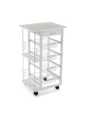 CHARIOT DE CUISINE BLANC AVEC TIROIRS ET ÉTAGÈRES MODÈLE MIR