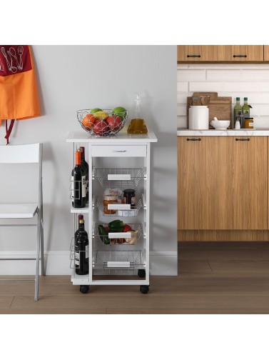 WEISSER KÜCHENWAGEN MIT SCHUBLADEN UND REGALEN MODELL MIR