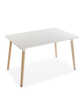 KITCHEN TABLE WITH WHITE TOP AND WOODEN LEGS
