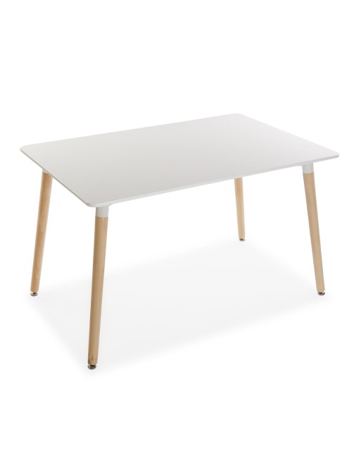 TABLE DE CUISINE AVEC PLATEAU BLANC ET PIEDS EN BOIS