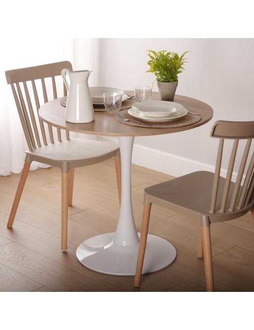 TABLE DE CUISINE EN BOIS BLANC ET NATUREL MODÈLE CHAMPIGNON MODÈLE